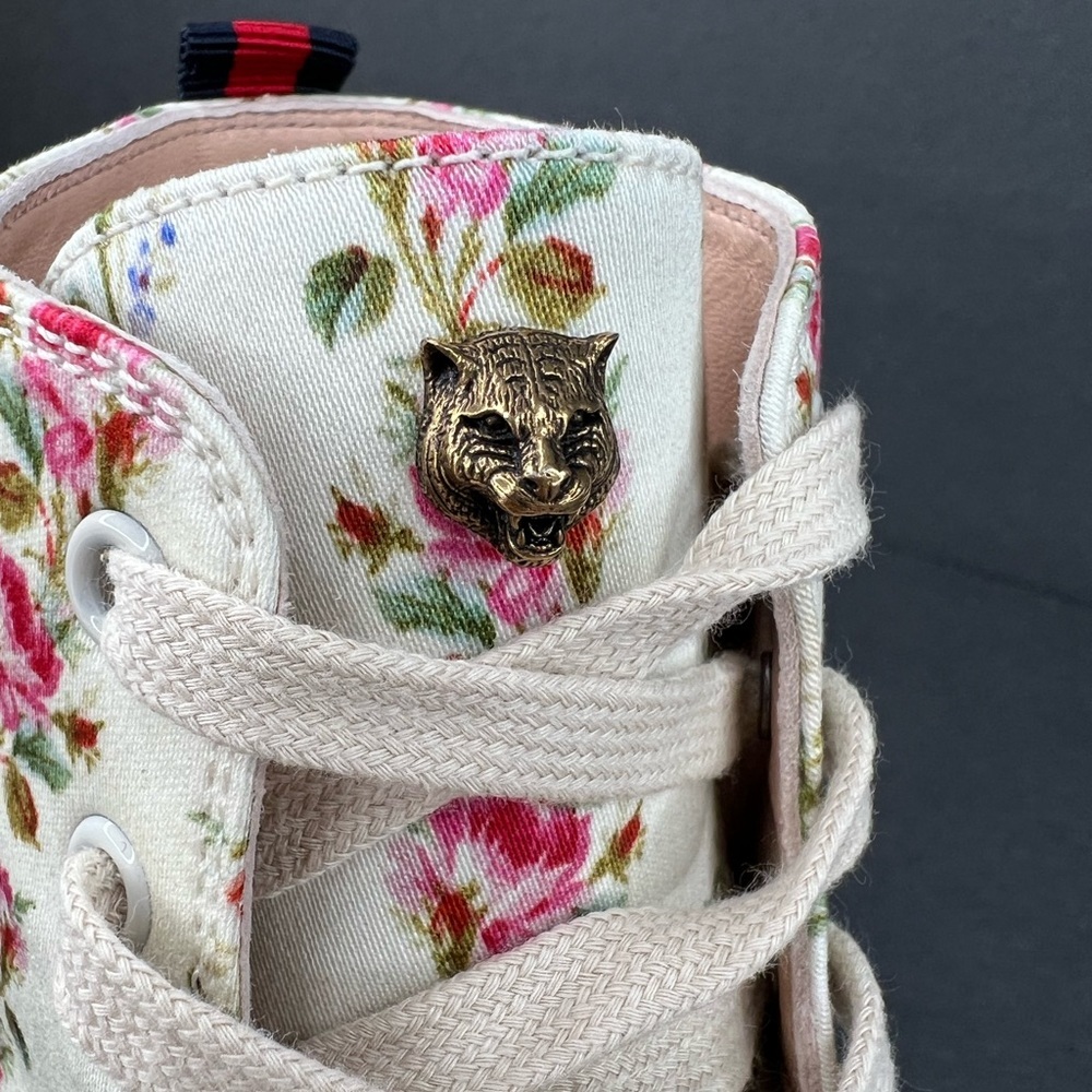 Gucci Major Blind For Love Rose Serie Print Satin High Top Floral Sneakers EU 38 - Picture 6 of 13